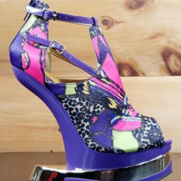 2 Pairs 6" Heel less wedge Shoes 1 Blue 1 Purple Size 6 Brand NEW - Picture 16 of 16